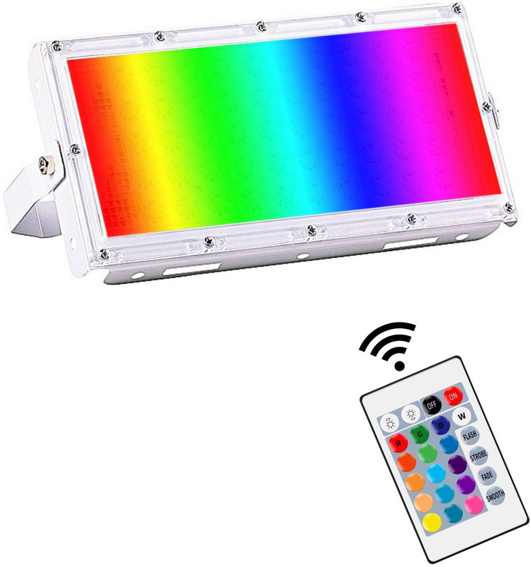 wahh Samite 50 Watts RGB LED Flood Light Bulb Brick Color Changing Floodlight Indoor Outdoor Wall Decorations Floor Lamp Festival Party Diwali Light with IR Remote Control BSAMX7 Smart Bulb