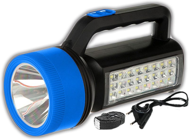 iDOLESHOP Rechargeable 75W Laser Long Range Torch with 24 Big SMD Led Side 8 hrs Torch Emergency Light(Blue)