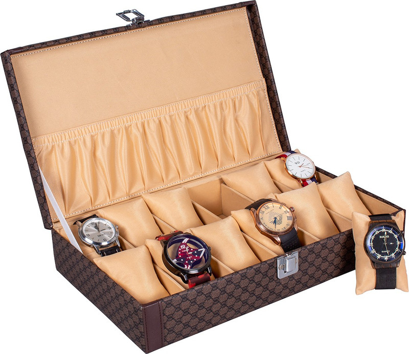 Clocksy Brown Premium watch box Watch Box(Brown, Holds 12 Watches)