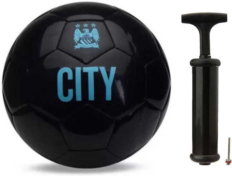 CKEPS City PU Genuine Leather Polyester Football Size-05 with Pump Football - Size: 5(Standard, Pack of 2, Black)