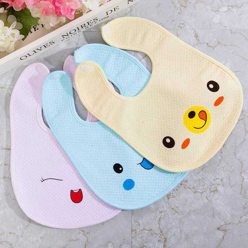 Happy Baby Baby Boys & Girls Waterproof- Pack Of 3 Cotton Bibs For 0 To 12 Months (Pink, Yellow, Blue)(SMILEY)