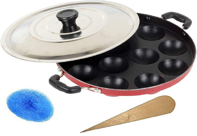 Hand Care Appam Patra/Paddu Maker Ponganal Maker Hammer-Tone Coating Paniarakkal Standard Idli Maker(1 Plates , 12 Idlis )
