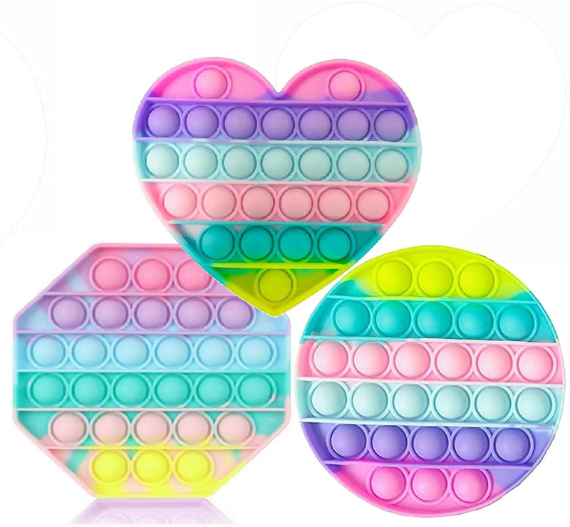 HALO NATION Pop It Fidget Toy - Pop Its - Bubble Pop Fidget Toy - Stress Toys, Anxiety Toys, ADHD, Special Needs, Autism Sensory Toys for Kids and Adults - Fidget Toy Pop It Popping Bubbles Game - Set of 3 pc(Multicolor)