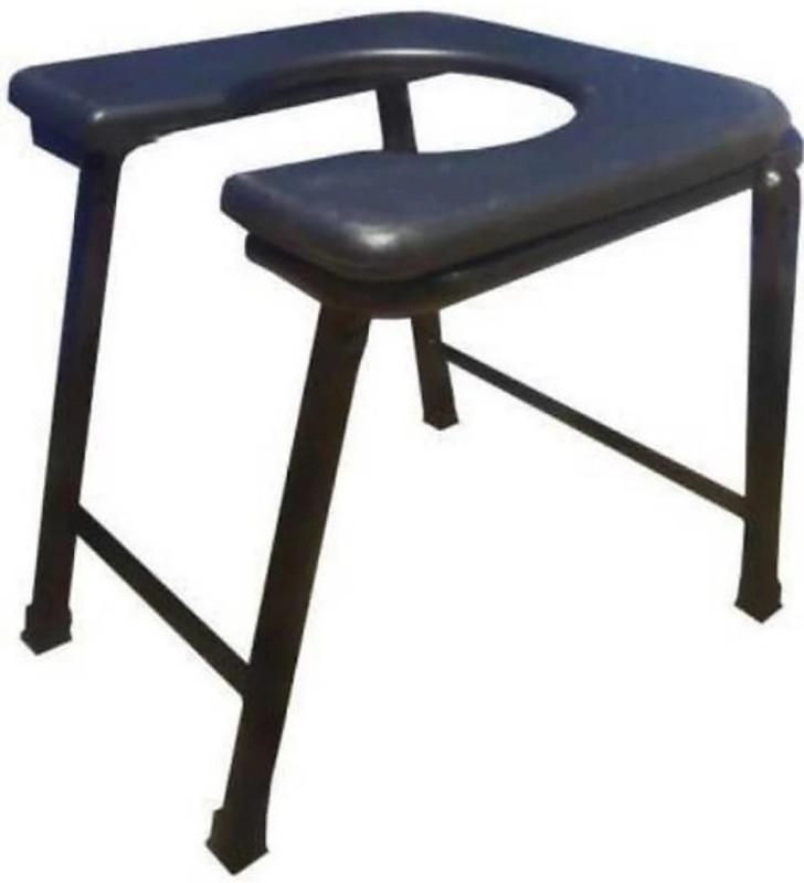 DARLIE Foldable commode chair with anti skid rubber legs Commode Chair(Black)
