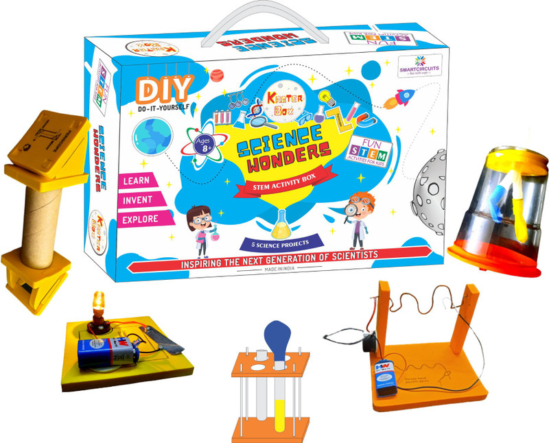 Smartcircuits Science Activities Kit| DIY STEM kit for Kids Age 9-12 Years Boys Girls| STEM Kit for Class 4th - 7th |Experiment Kit, 5 in 1 Combo Made in India Science Activity| STEM Toys Kit(Multicolor)