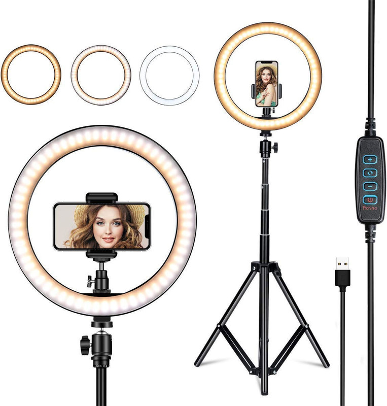 Treadmill Ring Light with Tripod Stand | 10 inches Big LED Ring Light for camera stand,beauty ring fill light stand, photography umbrella ,selfie video recording,Reels/Makeup/Online Classes ,YouTube ,Instagram with mobile holder clip with 7 Feet Stand (210 Inch) Compatible with Camera Smartphones Tr