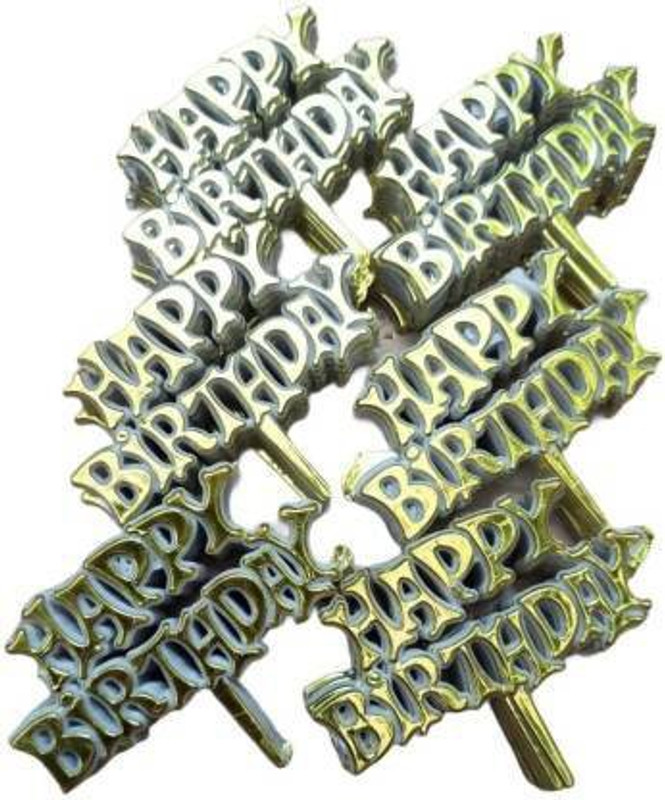 BAKERS4U Happy Birthday Tag Big Golden ( Pack of 60pcs ) Cake Topper(Golden Pack of 60)