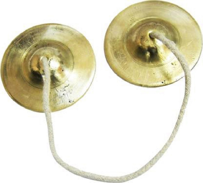 Real Craft Manjira 3 Inch Brass Plated Manjeera Kartal Musical Instrument Kartal Instrument Set of 1 Kartal Instrument