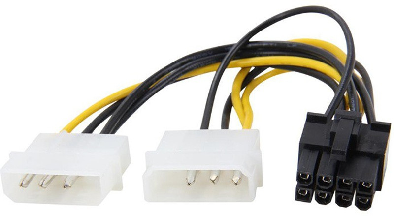 LipiWorld  TV-out Cable 6 Pin PCI Express to Dual 4 Pin Molex LP4 Power Cable Adapter Video Graphics Card Power Cable (Dual 4Pin to 6Pin Pack-1)(Black White, For Laptop)