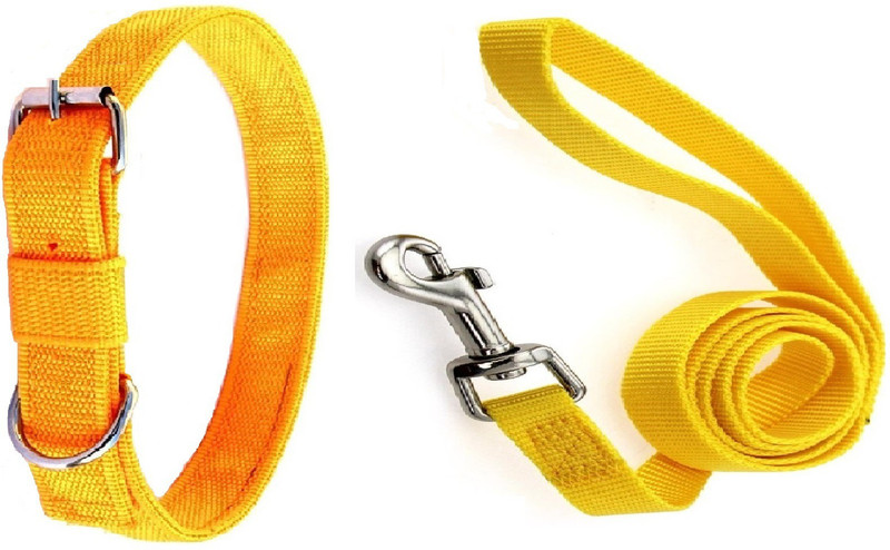 DYS Pets Adjustable Red Collar for Dog & Cat with Red Leash with Handle for training, running, walking. Dog & Cat Collar & Leash(Medium, Red)