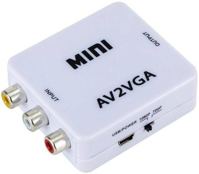RuhZa AV2VGA Video Convertor Box AV RCA CVBS to VGA Video Converter with 3.5mm Audio to PC HDTV ConverterAV2VGA Video Convertor Box AV RCA CVBS to VGA Video Converter Conversor with 3.5mm Audio to PC HDTV Converter Media Streaming Device (White) Media Streaming Device(White)