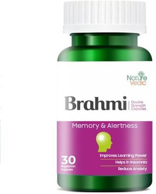 Nature Vedic Brahmi Capsules - Bacopa Monnieri- 475 mg |Support Memory and Brain Health - 30 Veg. Capsules(30 Capsules)