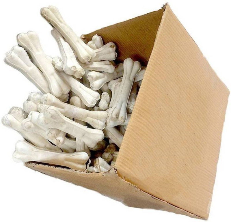 YIMK Presses Bones White Dog Chew 5 Inch Bone 1 KG Chew Chicken Dog Chew(1 kg, Pack of 14)