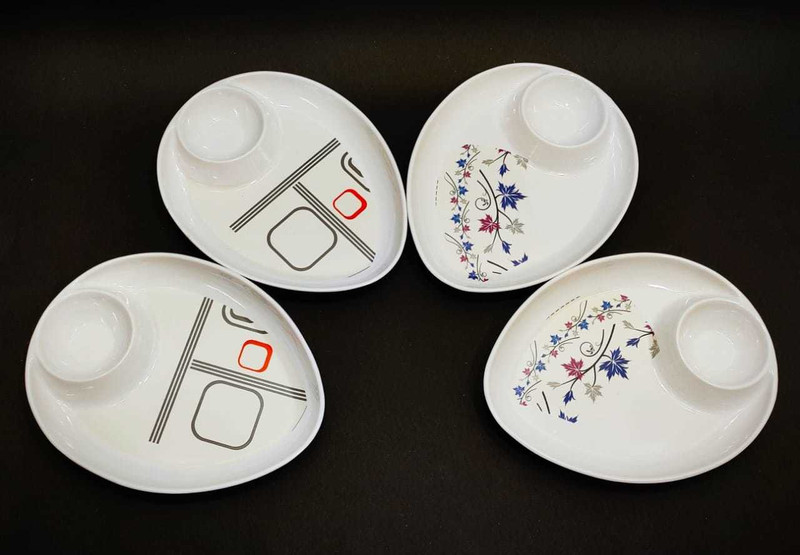 Creative Hub Division and Partition Plate for Starter/Breakfast/Snacks/ Home and Kitchen Set of 4 Dinner Plate Oval Shape( Design May Vary Pure Melamine 100% Chip & Dip Tray(Pack of 4, Microwave Safe)