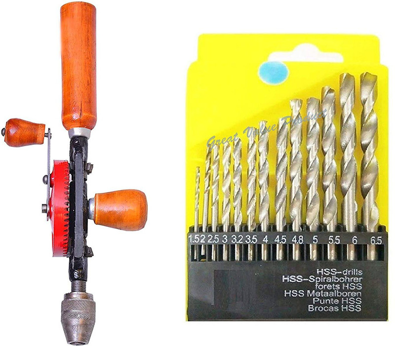 Scorpion Hand Drill Machine 1/4 +Drill Bit Set 13 Pcs Hand Drill Machine 1/4 +Drill Bit Set 13 Pcs Rotary Tool(10 mm)