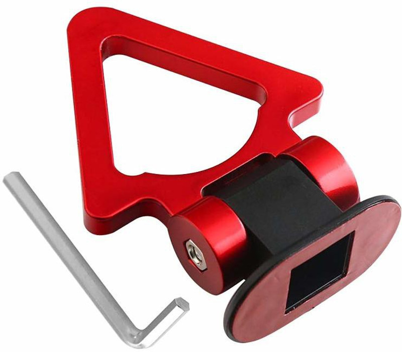 Auto MT Car Tow Hook Universal Decorative V Shape Racing Style Trailer Hook Sticker for Car Bumper (ONLY Decoration) (RED) 12 m Towing Cable(Plastic, 0 kg Pull Capacity)