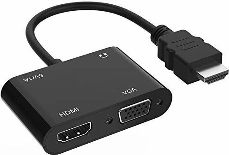 microware HDMI to HDMI VGA Adapter Converter for dual display at same time Media Streaming Device(Black)