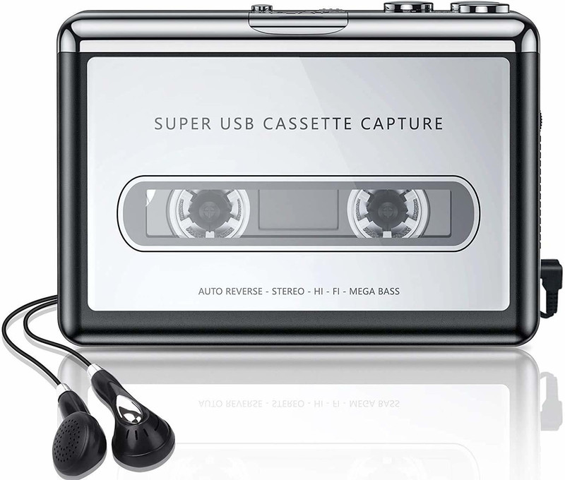 microware Cassette Player,Cassette Tape to MP3 Converter, Via USB Portable Cassette Tape Converter Captures MP3 Audio Music,with Headphones,Convert Walkman Tape Cassette Compatible with Mac PC Laptop MP3 Player(Silver, 3.4 Display)