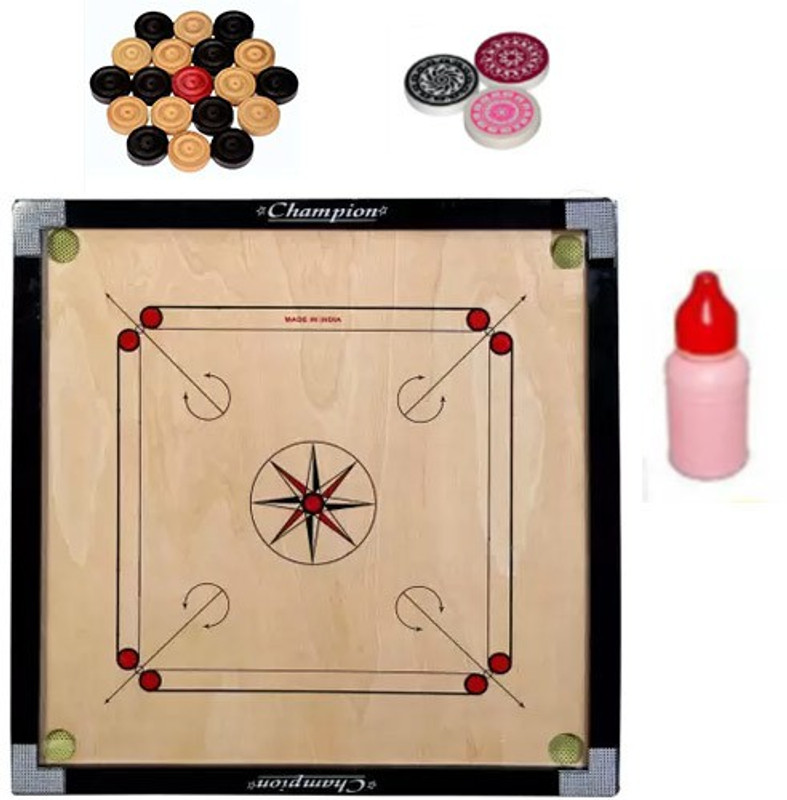 GS SPORTS Carrom Board 20 INCH Full Size with STRICKER & Accessories. 6 cm Carrom Board(Brown)