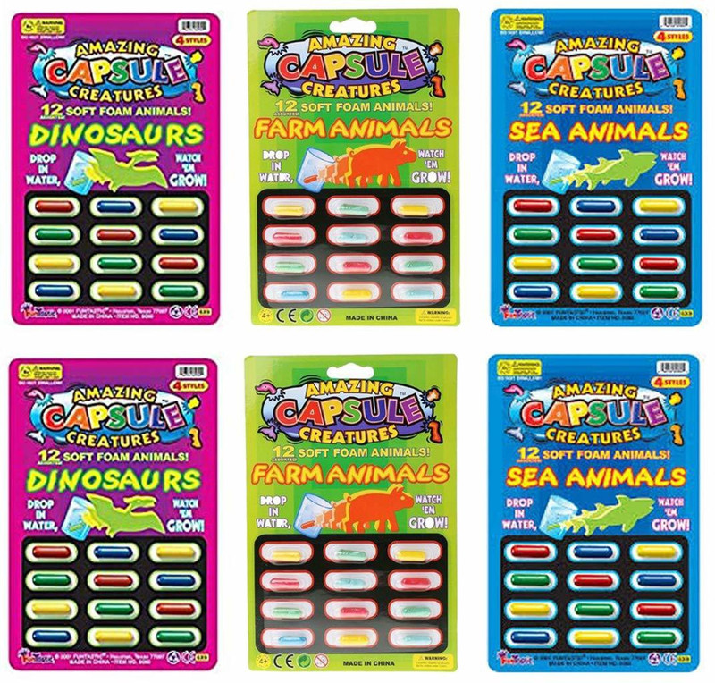 WHITE POPCORN Return Gift for Kids Grow in Water for Birthday Party Magic Animal Capsule Creature Toy Gift for Kids - Pack of 6 GAG Gag Toy