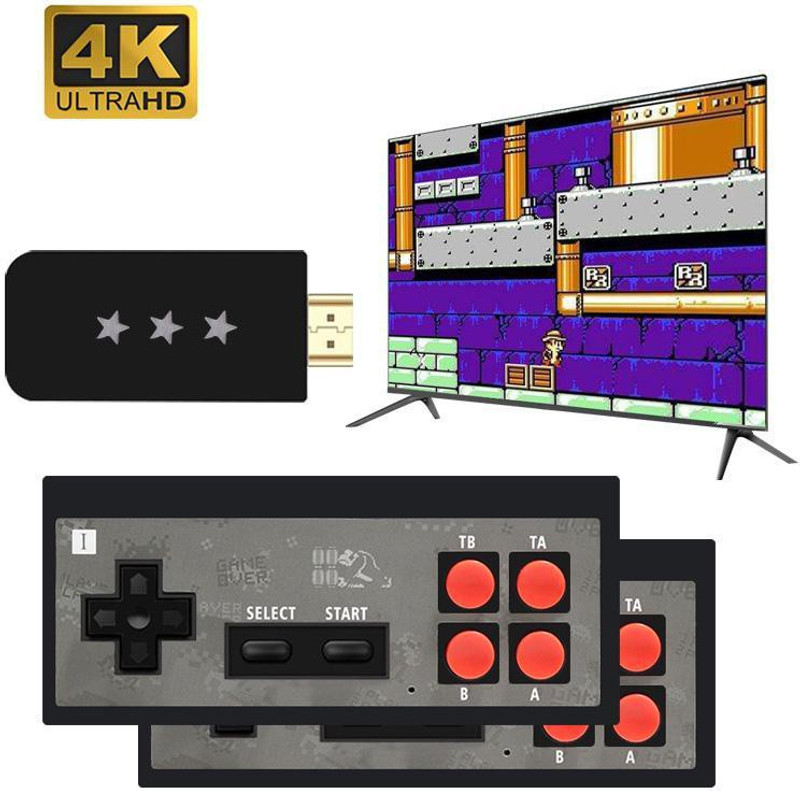 Okxmz Wireless Handheld TV Video Game Console Build In 620 Classic 8 Bit Game Mini Console Dual Gamepad HDMI Output AV Output  Gaming Accessory Kit(Black, For Wii)