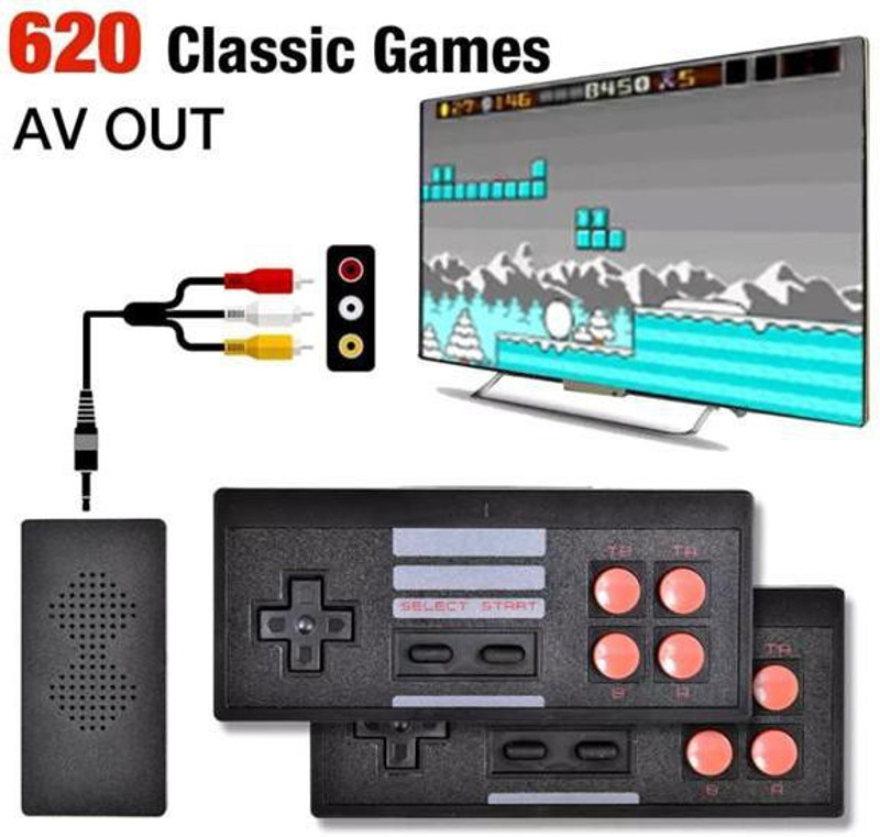Okxmz 4K HDMI-compatible Video Game Console Built-in 620 Classic Games Retro Console Wireless Controller AV  Gaming Accessory Kit(Black, For Wii)