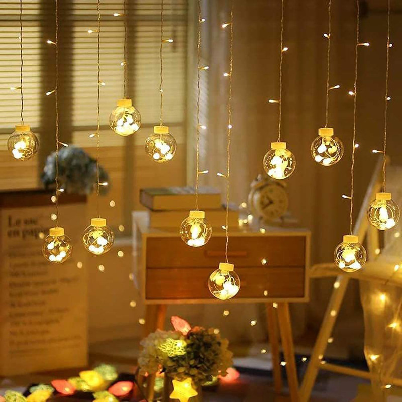 AKHAND SALES Wish Ball Curtain String Lights for Home Diwali Festive Birthday Parties Wedding Indoor Outdoor Decoration Chain Plastic Light Hanging Chain Rod