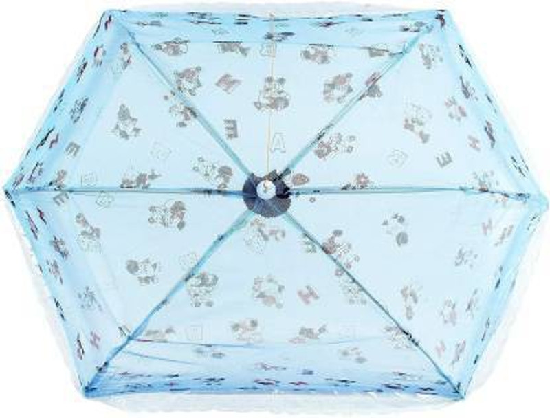 Iblay Cotton Kids Umbrella Style Foldable Baby Mosquito Net for 0 to 2 Years Toddler | Ensures Your Baby's Safe Sleep Mosquito Net (Blue) Polyester Washable Kids Mosquito Net(Blue, Bed Box)