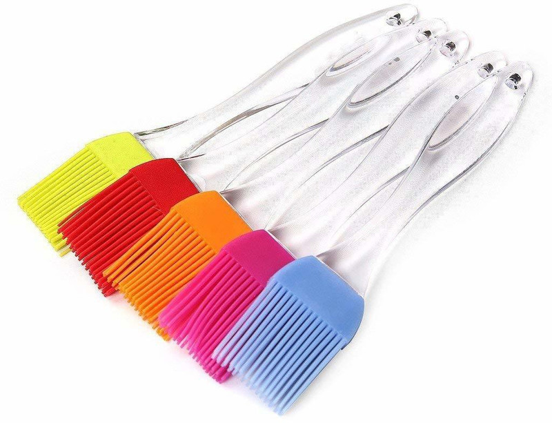 YVAINE Silicone Pastry Brush Oil Cooking Brush for BBQ Grilling Barbeque Kitchen Baking, Spreading Butter Sauce Marinades for Food, Heat Resistant, Dishwasher Safe silicone, plastic Flat Pastry Brush(Pack of 4)