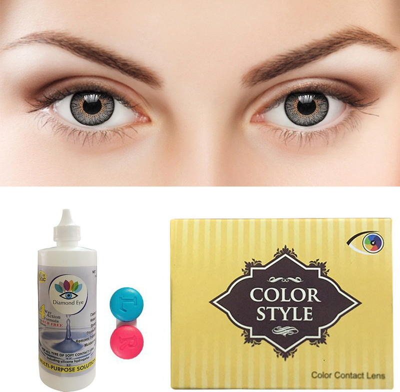 Color Style Grey Color 1 pair Yearly Contact Lens With Case & Solution(Pack of: 2)
