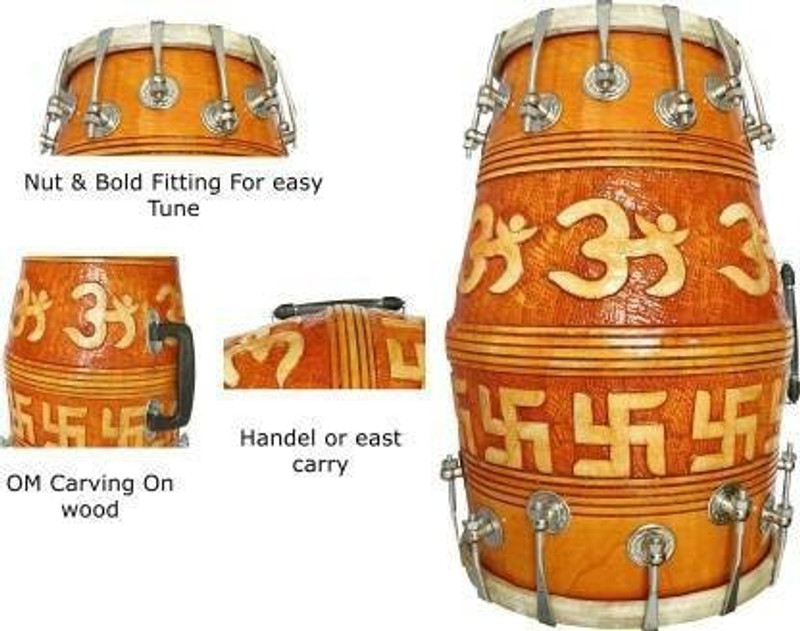AMROHA ENTERPRISES Dholak With Full Kit fkit Nut & Bolts Dholak-6587 Nut & Bolts Dholak(Yellow)