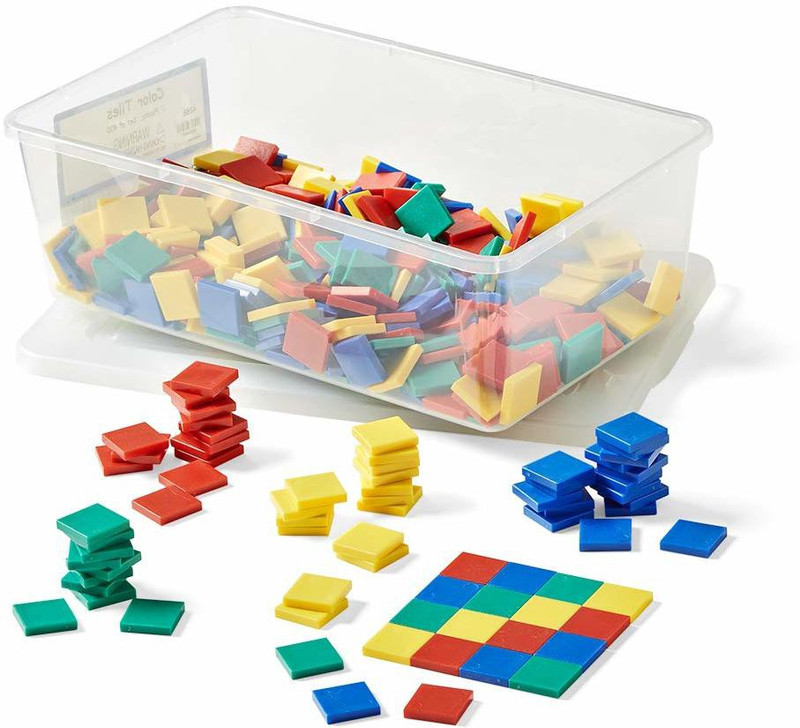 THE LABWORLD Plastic Square 1 inches Counter coin chips tokens tiles for counting kids,shops,home,school ,100 pieces(Multicolor)