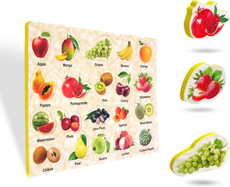 BitFeex Fruit Jigsaw Preschool & Playgroup Educational EVA mat Puzzle kids toys for age 2 to 5 year baby boys & girls , childs easy activity learning board game for kindergarten(Multicolor)