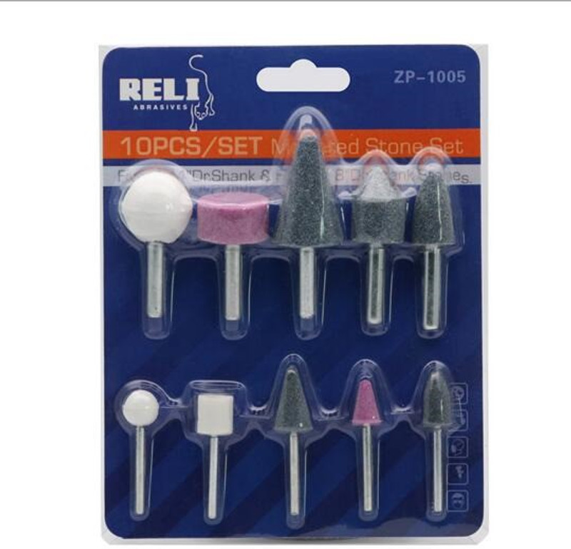 HU CREATIONS 10pc abrasive inlaid stone set tool grinding, polishing tool rotating tool drill grinding high quality Rotary Tool(3 mm)