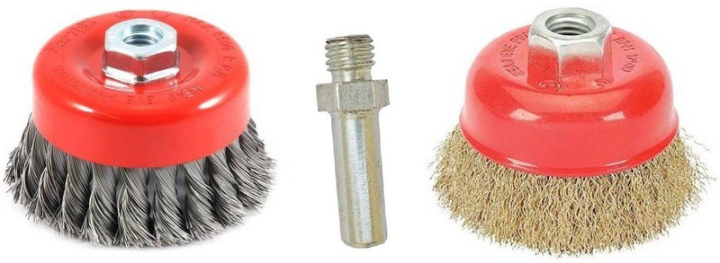 Inditrust 3â 75mm Brass Wire and Twisted M10 Thread Cup Brush for 4" Angle Grinder Wheel Brush Wheel Brush (Pack of 2) Wheel Brush(Pack of 2)