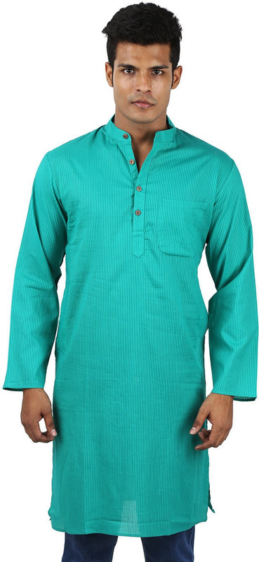 Rajrang Men Striped Straight Kurta(Green)