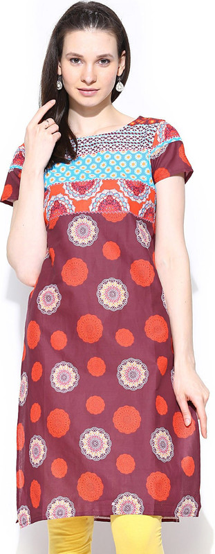 Aurelia Women Printed Straight Kurta(Multicolor)