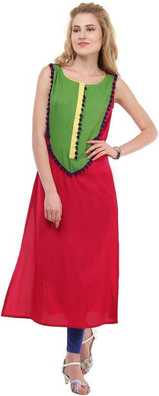 La Firangi Women Solid Straight Kurta(Red)