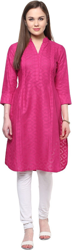Libas Women Self Design Pathani Kurta(Pink)