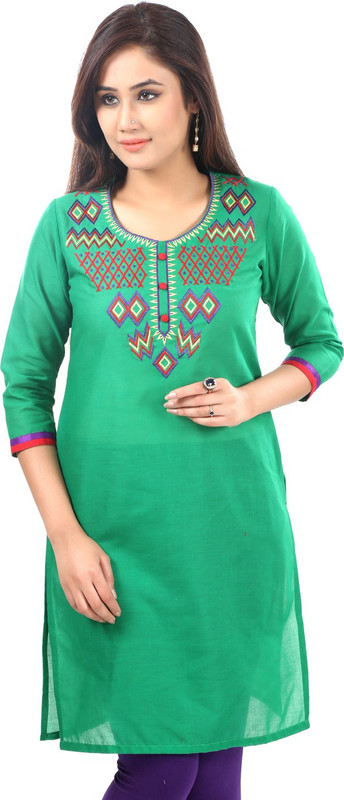 Sohniye Solid Womens Straight Kurta(Green) RS.599 (73.00% Off) - Flipkart