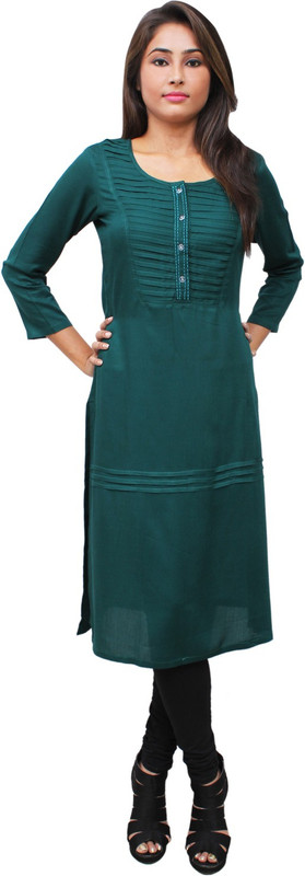 Sritika Formal Solid Women Kurti(Green)