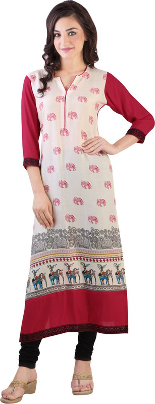 Libas Women Embroidered Straight Kurta(White, Pink)
