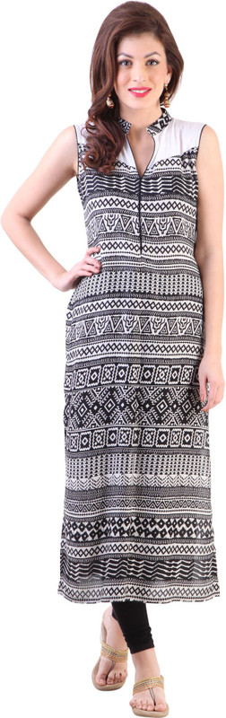 Libas Women Aztec Straight Kurta(Black, White) RS.1149 (65.00% Off) - Flipkart