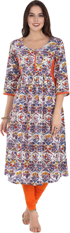 Nayo Women Printed Flared Kurta(Multicolor)