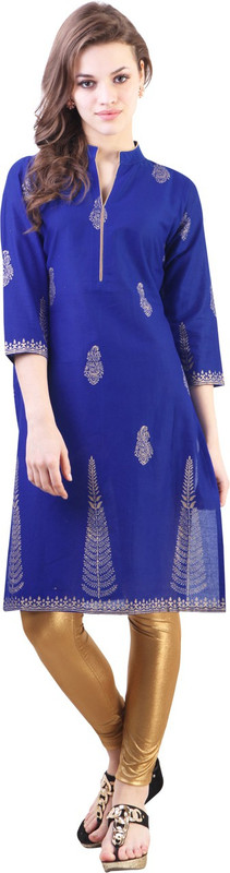 Libas Women Paisley Straight Kurta(Blue)