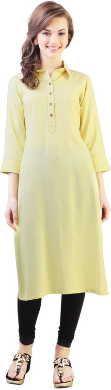 Libas Women Solid Straight Kurta(Yellow)