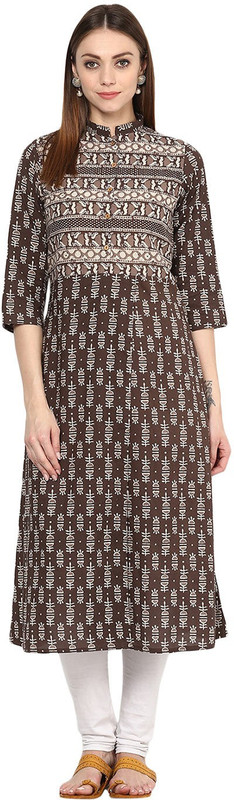 Jaipur Kurti Women Block Print Frontslit Kurta(Multicolor)