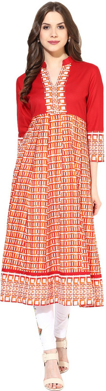 Aks Women Printed A-line Kurta(Multicolor)