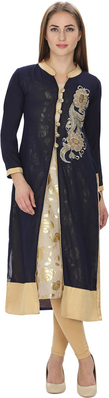 Nextar Embroidered Women Kurti(Dark Blue)