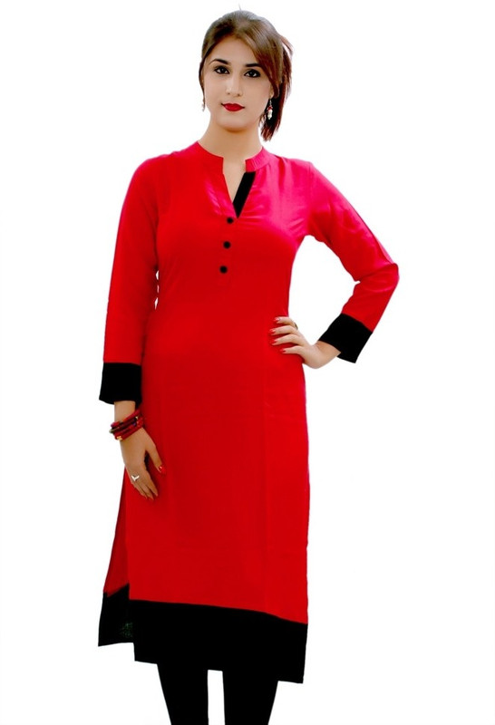 Aayushi Collection Solid Women Kurti(Red)